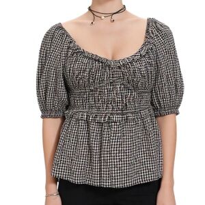 DRA Los Angeles Plaid SmockTop Size L